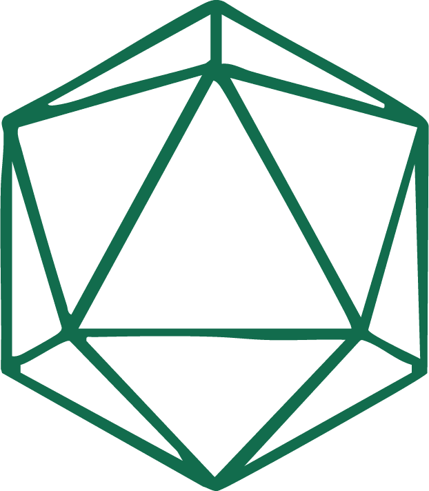 A simple green outline of a twenty-sided geometric shape, resembling a d20 die, on a plain light background—ideal for Representing security and innovation by Resolute Technology LLC.