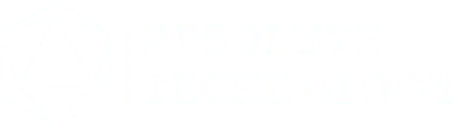 White geometric logo next to the words 